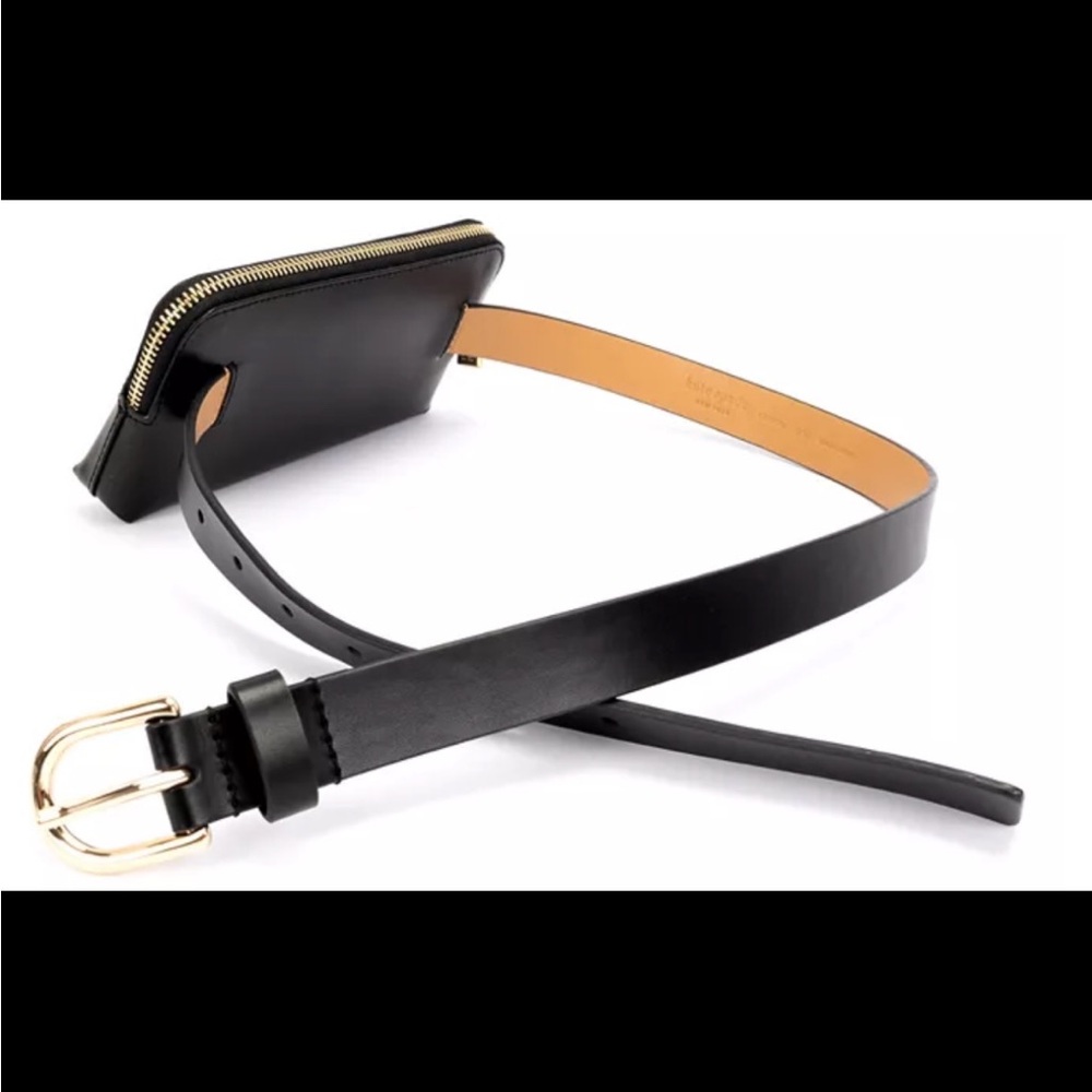 NWT Kate Spade New York Zip Logo Small Belt Bag, Black Leather - Picture 3 of 10